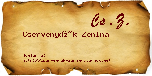 Cservenyák Zenina névjegykártya